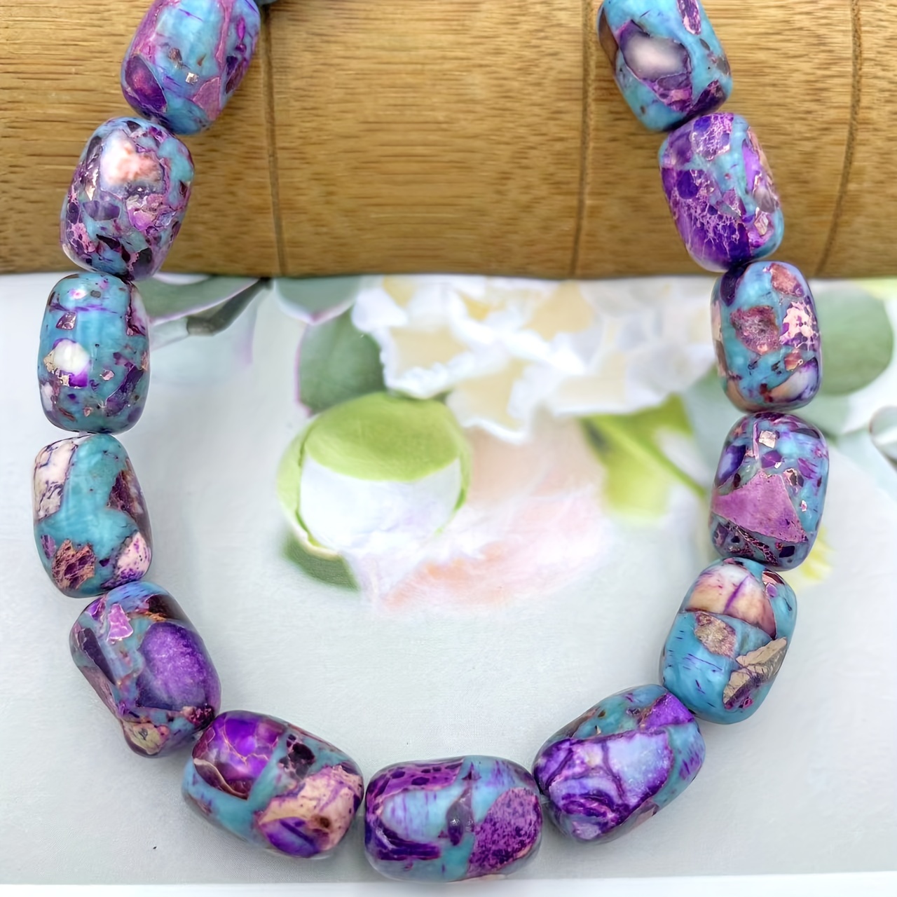 13pcs Natural Emperor Pine Bohemian Barrel Beads for DIY Jewelry